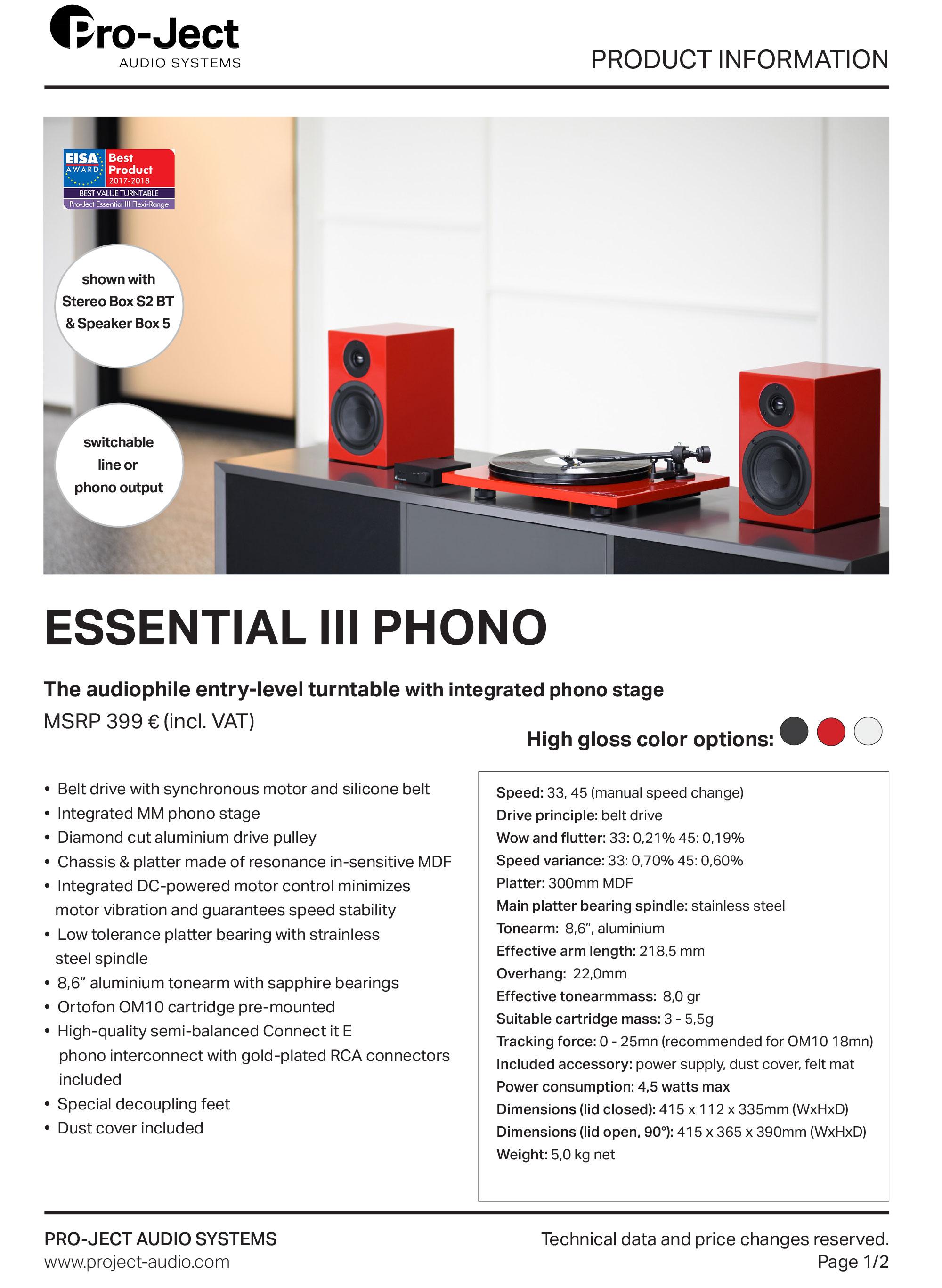 Project Essential 3 Phono