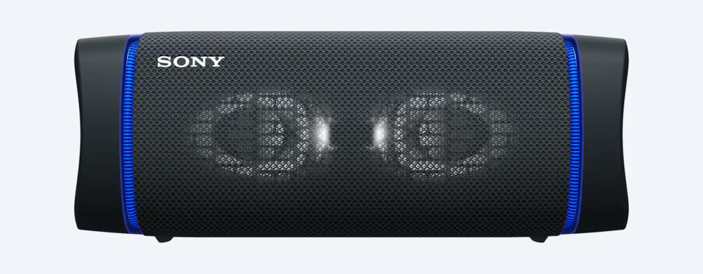 Front view of SRS-XB33 with line lights and speaker lights.